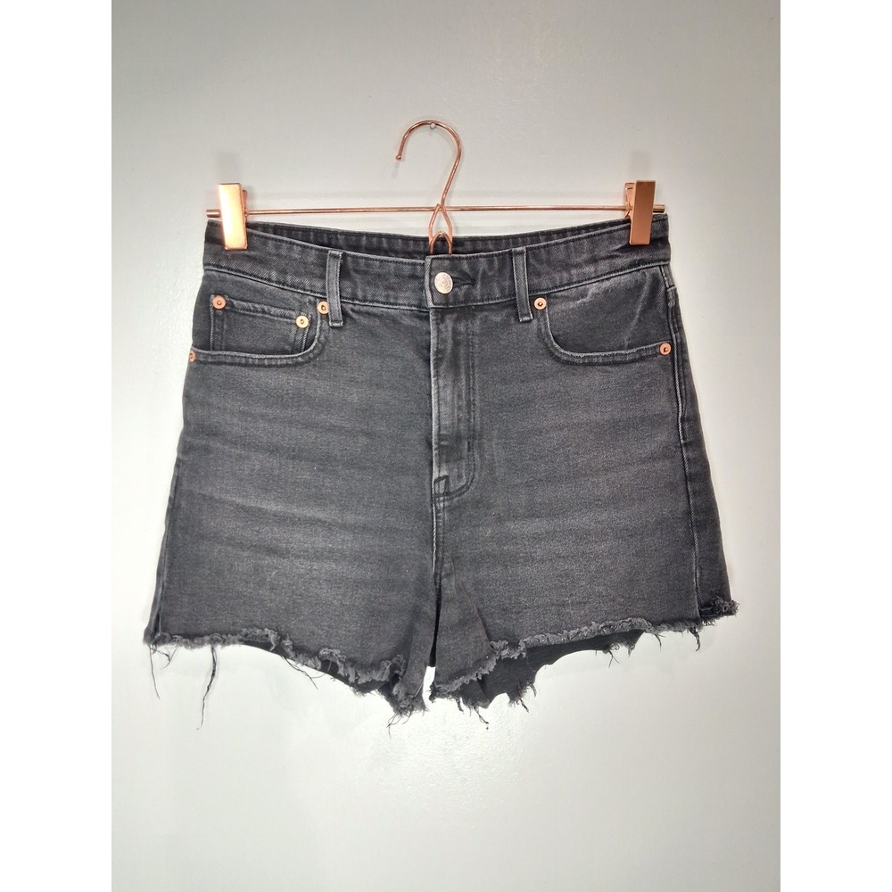 American Eagle Highest Rise 90s Boyfriend Shorts Washed Black Denim Size 4
